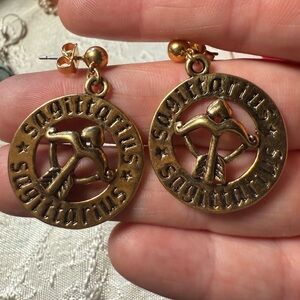 Gold Zodiac Sagittarius Drop Earrings‎
